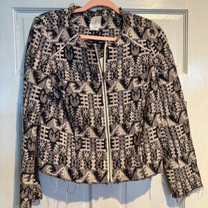 Hei Hei by Anthropologie Tinsley Faifo Textured Jacquard Jacket Gray/Black Sz 8